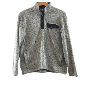 Eddie Bauer Gray Heather Converctor Snap Mock Sweater Mens Medium Fleece Knit